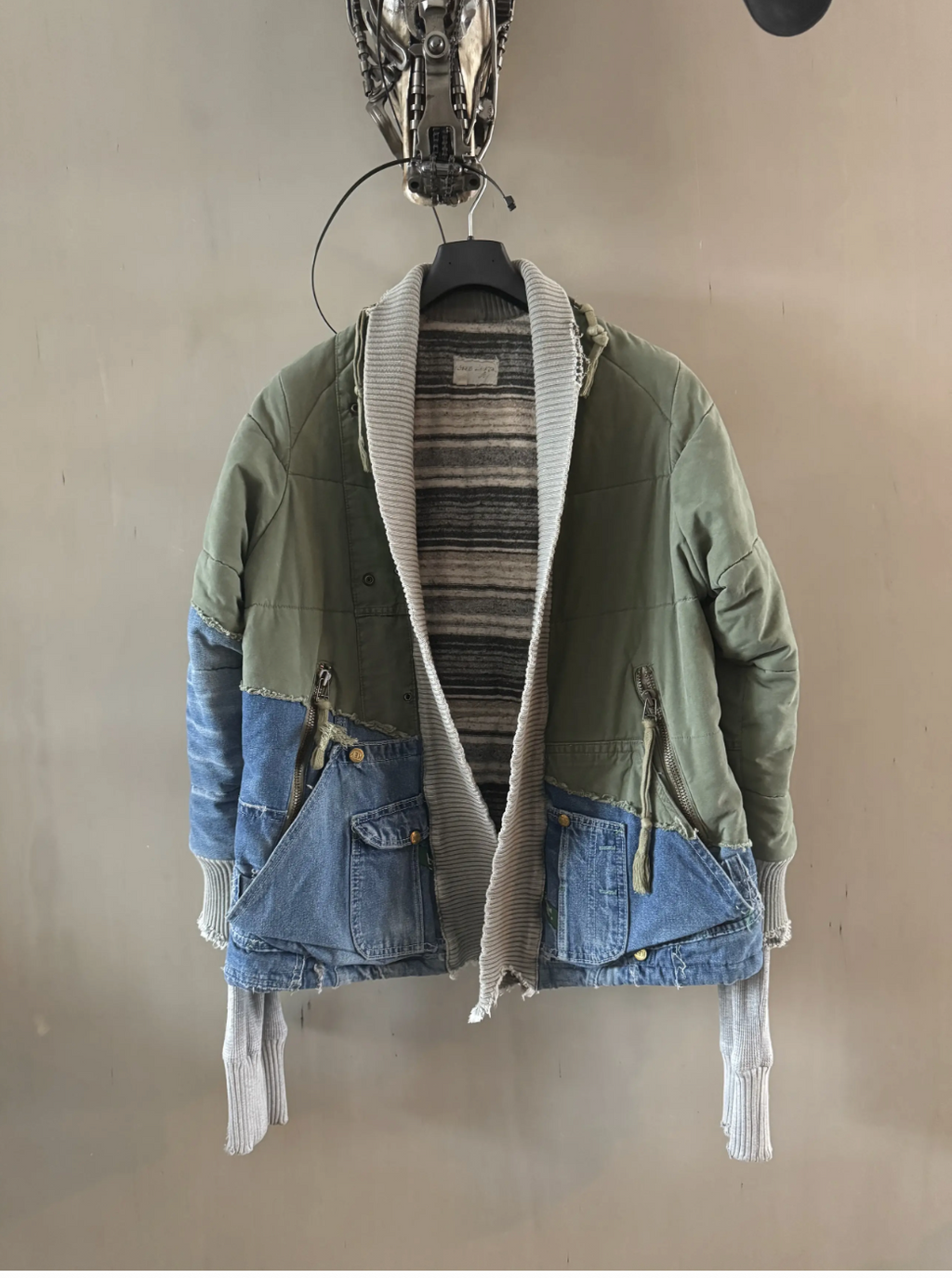 Greg Lauren 50/50 Army Denim Puffer Kimono