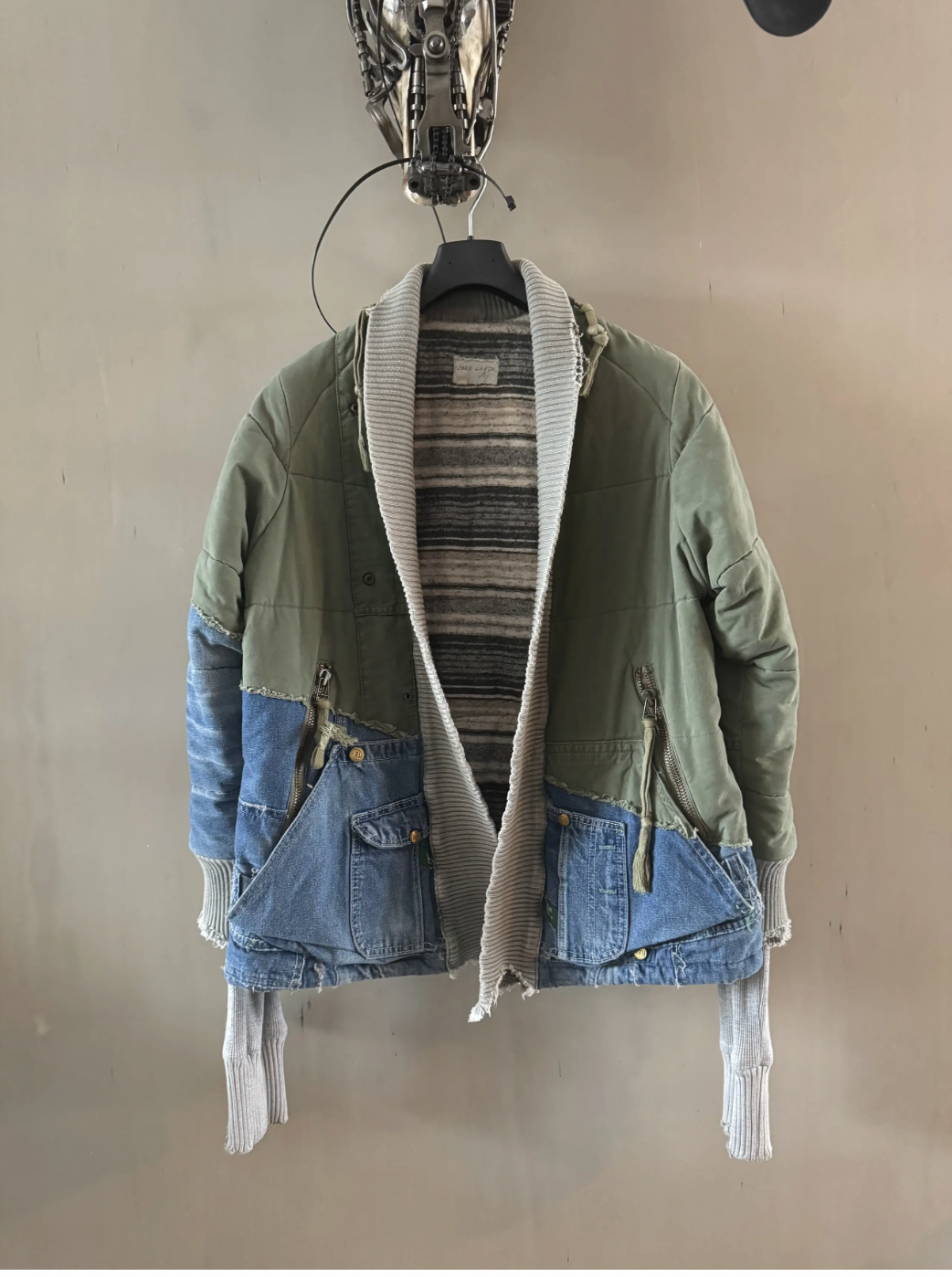 Greg Lauren 50/50 Army Denim Puffer Kimono