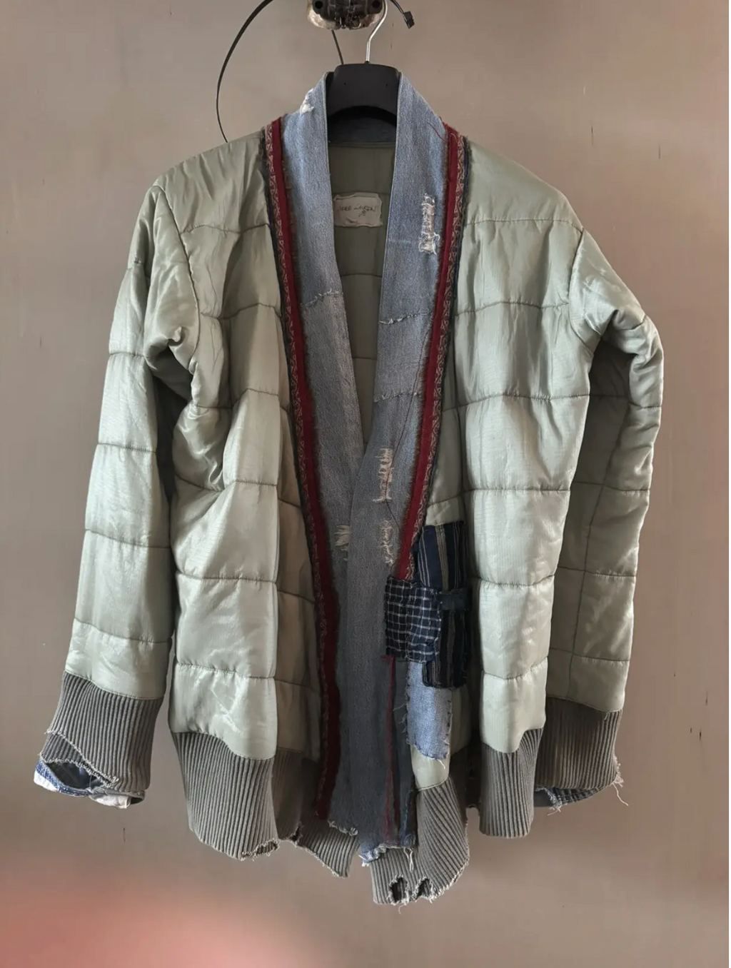 Greg Lauren Military Puffy Kimono — Destroyed Green