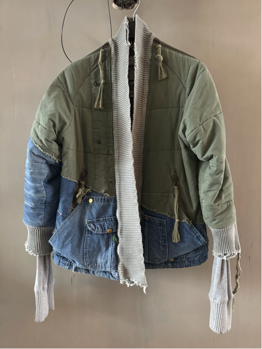 Greg Lauren 50/50 Army Denim Puffer Kimono