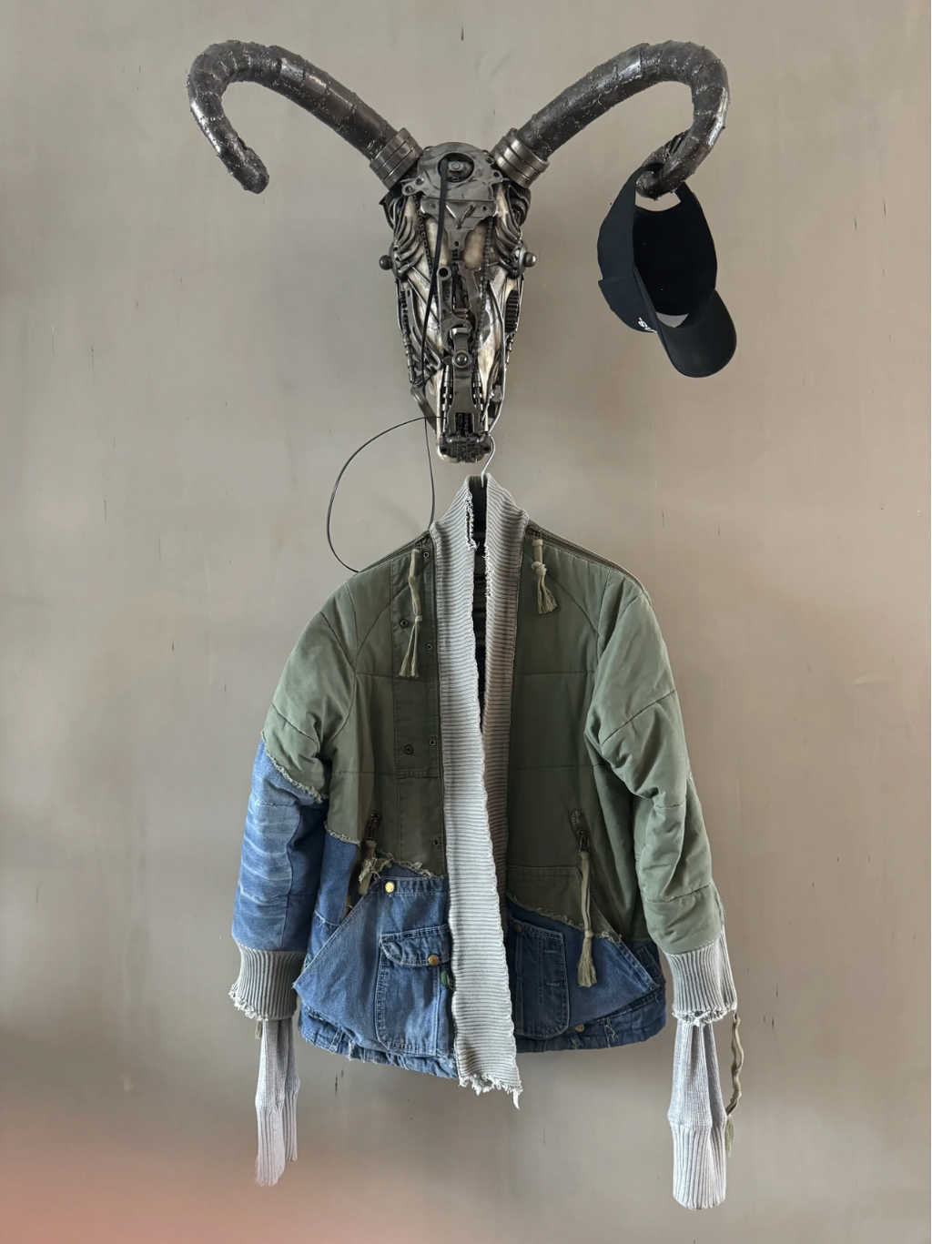 Greg Lauren 50/50 Army Denim Puffer Kimono