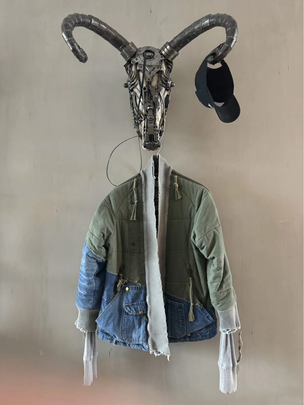 Greg Lauren 50/50 Army Denim Puffer Kimono