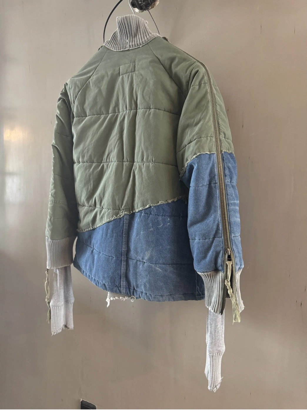 Greg Lauren 50/50 Army Denim Puffer Kimono