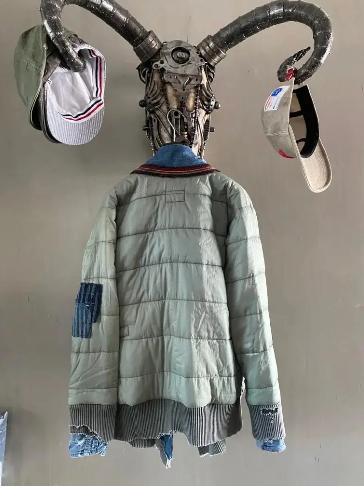 Greg Lauren Military Puffy Kimono — Destroyed Green