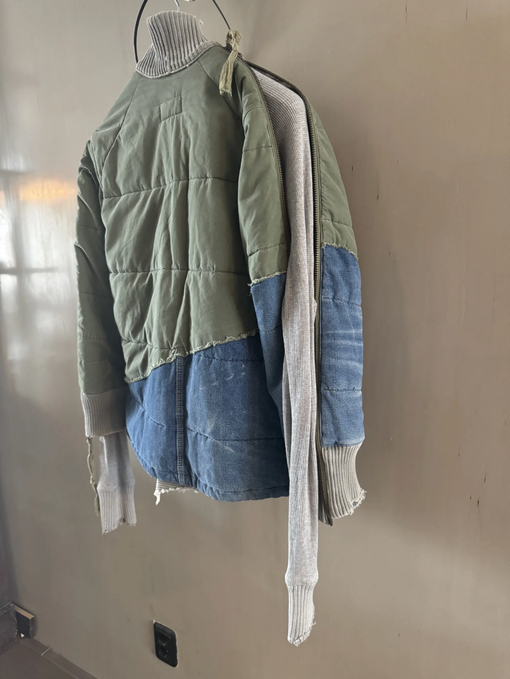 Greg Lauren 50/50 Army Denim Puffer Kimono