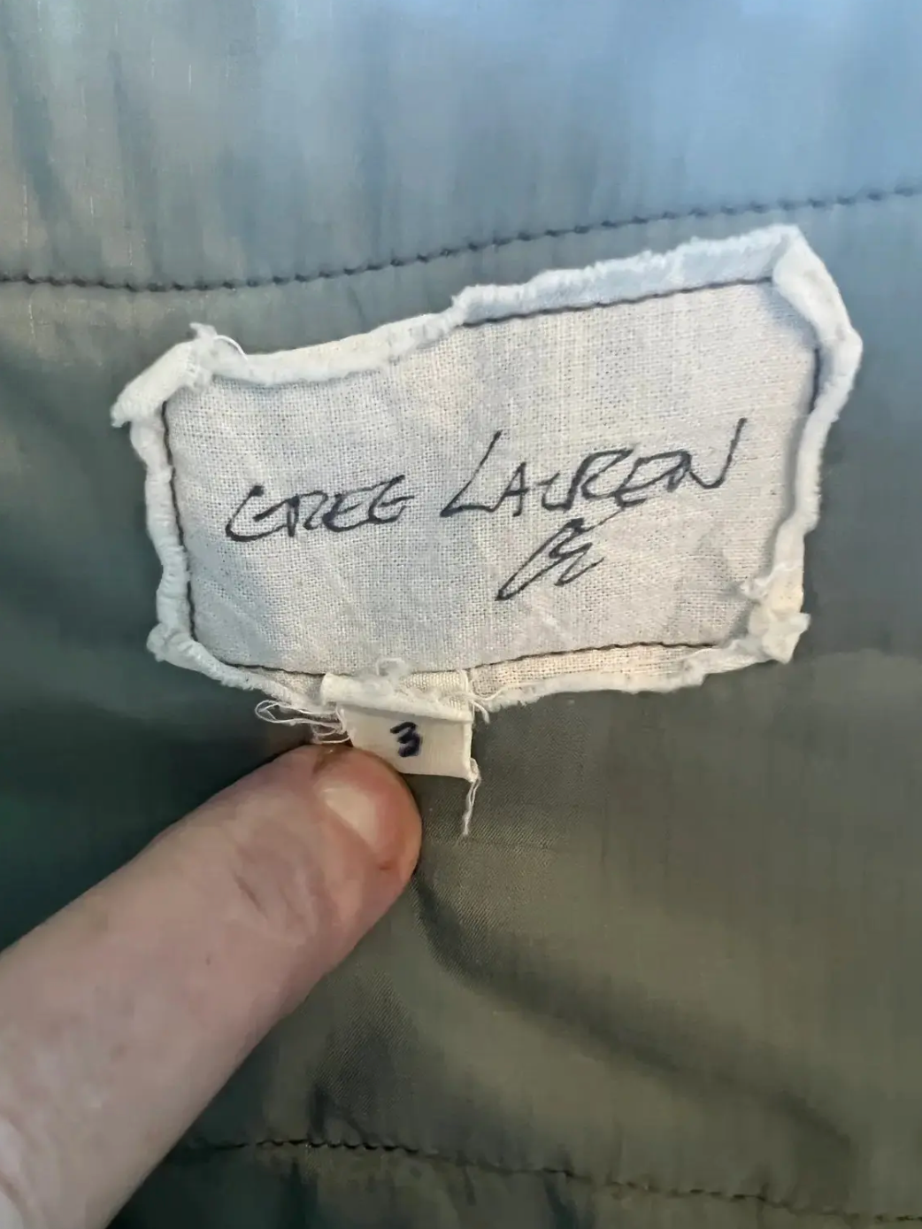 Greg Lauren Military Puffy Kimono — Destroyed Green