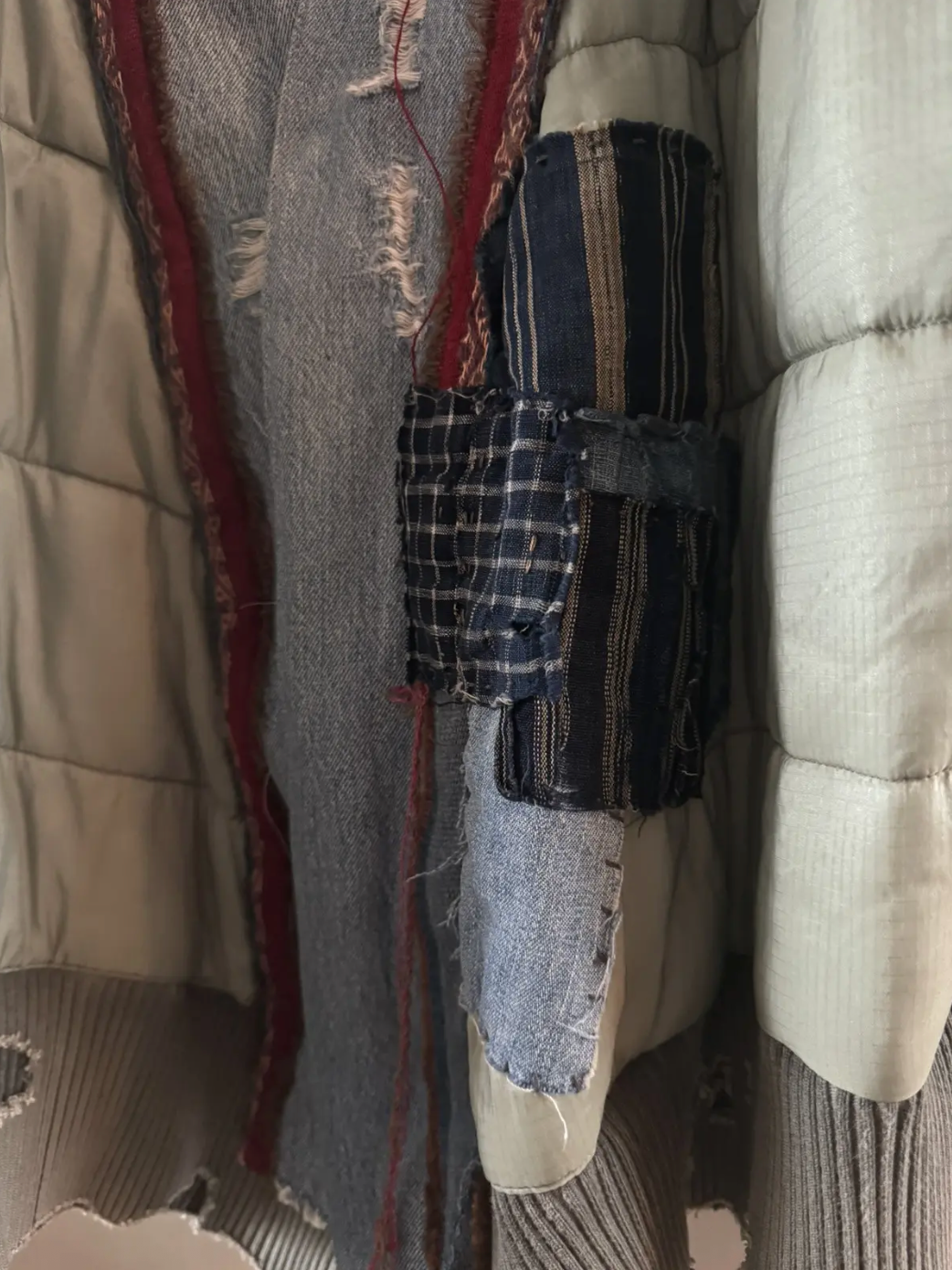 Greg Lauren Military Puffy Kimono — Destroyed Green
