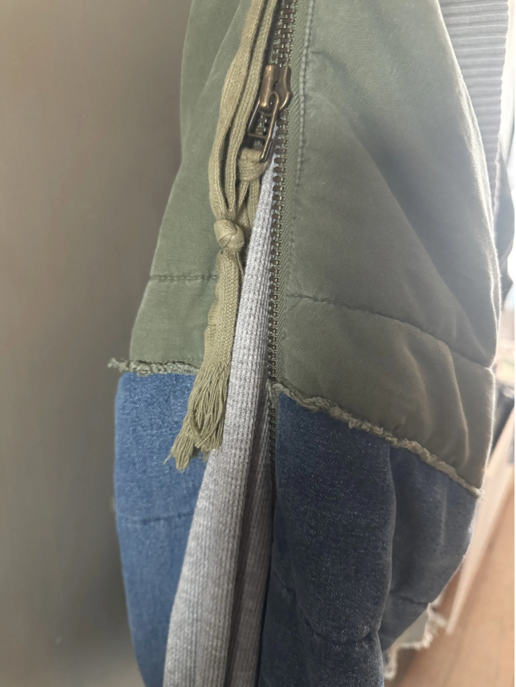 Greg Lauren 50/50 Army Denim Puffer Kimono