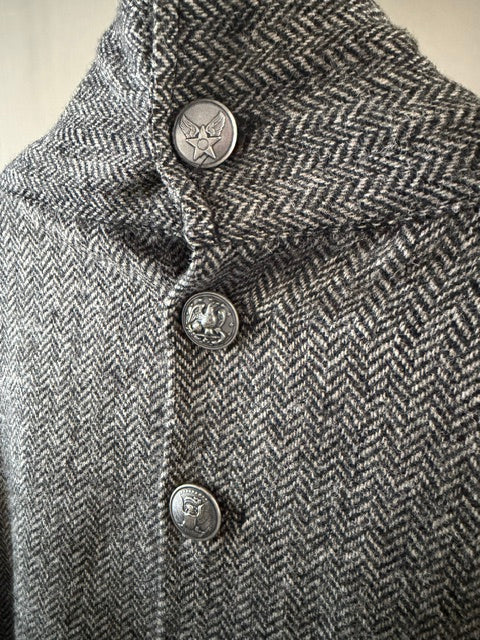 Greg Lauren Herringbone Neck Button Coat