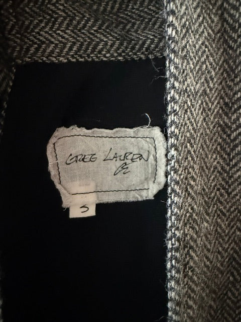 Greg Lauren Herringbone Neck Button Coat
