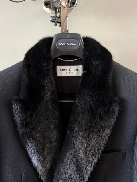 Hedi Slimane for Saint Laurent Paris — Fur Collar Wool Coat