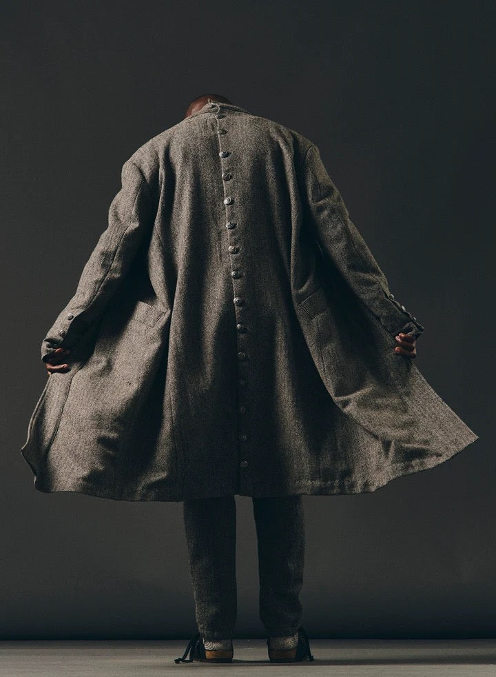 Greg Lauren Herringbone Neck Button Coat