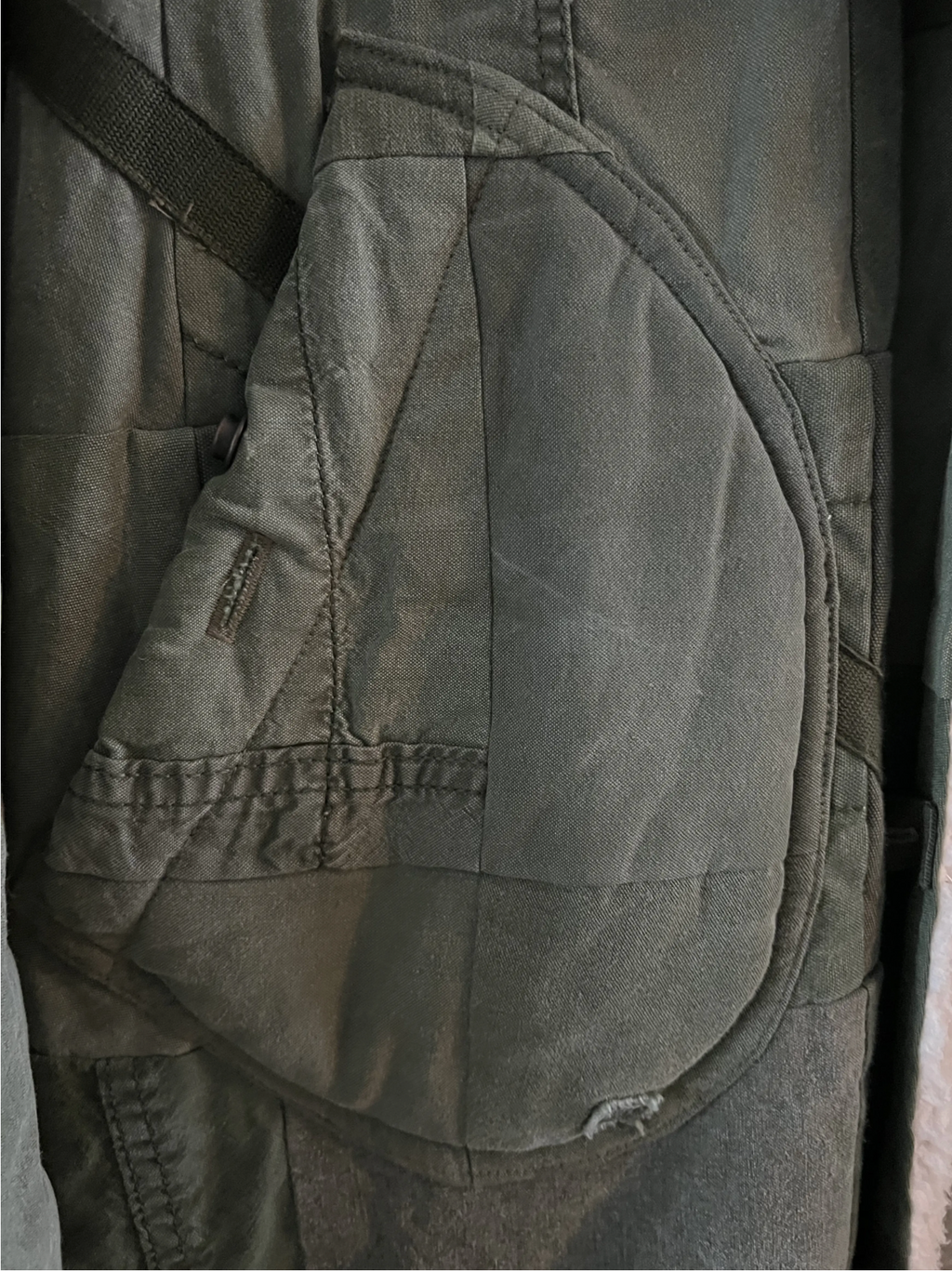 Greg Lauren Army Tent Scrapwork Long Coat — Military Green Shearling