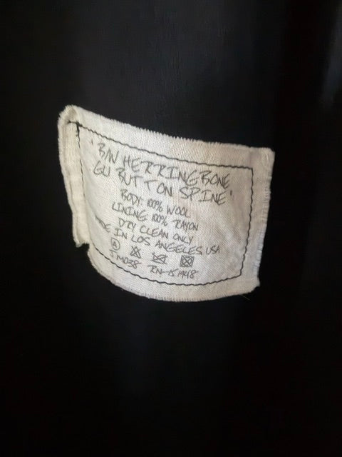 Greg Lauren Herringbone Neck Button Coat