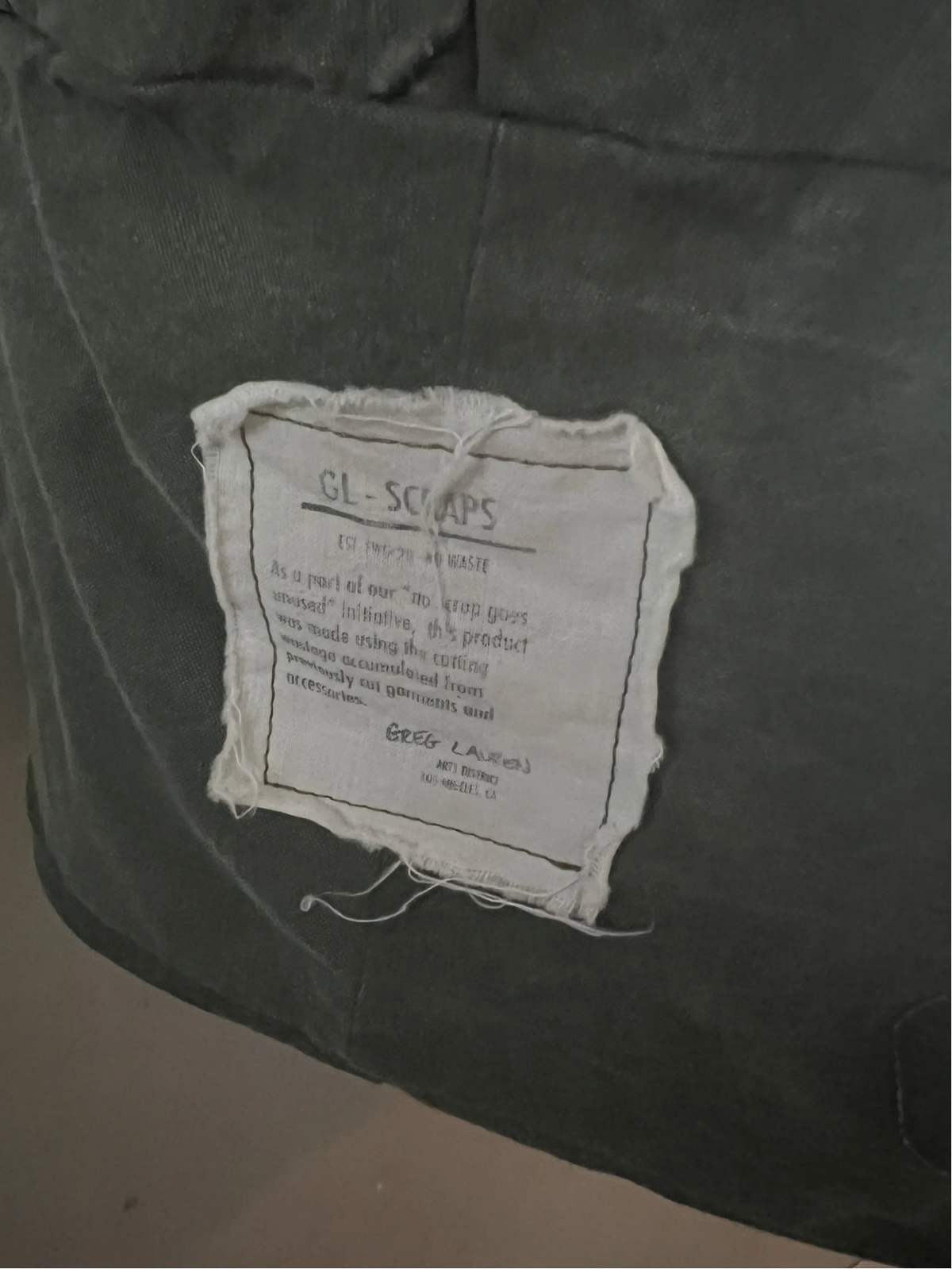 Greg Lauren Army Tent Scrapwork Long Coat — Military Green Shearling