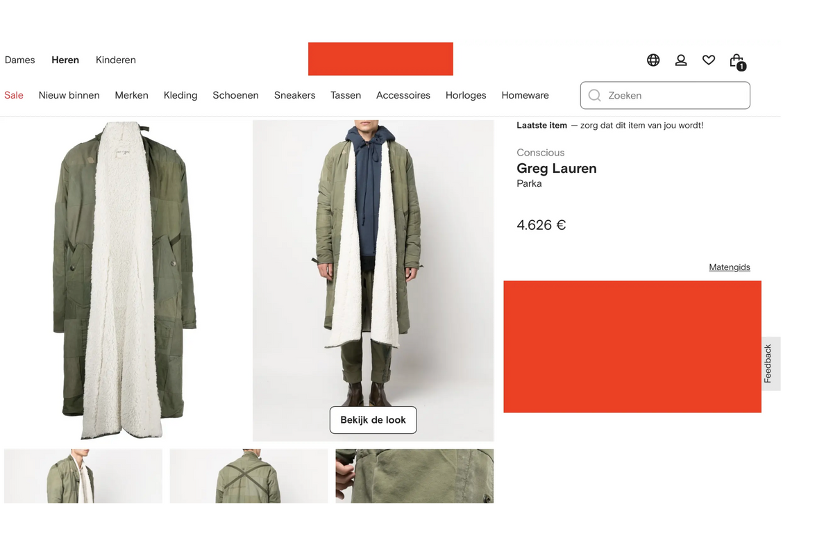 Greg Lauren Army Tent Scrapwork Long Coat — Military Green Shearling