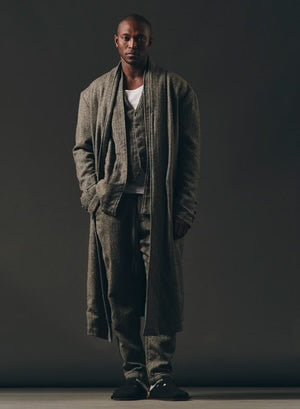 Greg Lauren Herringbone Neck Button Coat